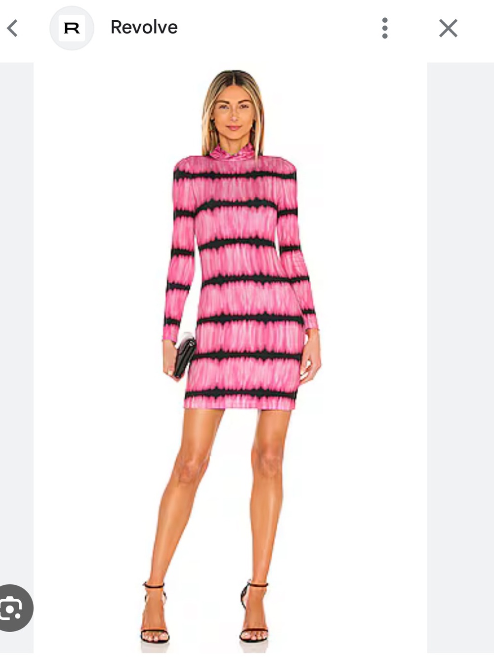 Alice + Olivia Pink and Black Washed-Stripe Mock Neck Mini Dress